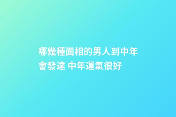 哪幾種面相的男人到中年會發達 中年運氣很好